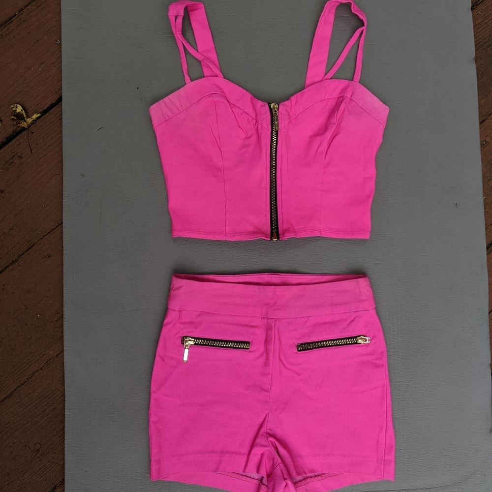 Pink Barbie crop top short outfit Charlotte Russe